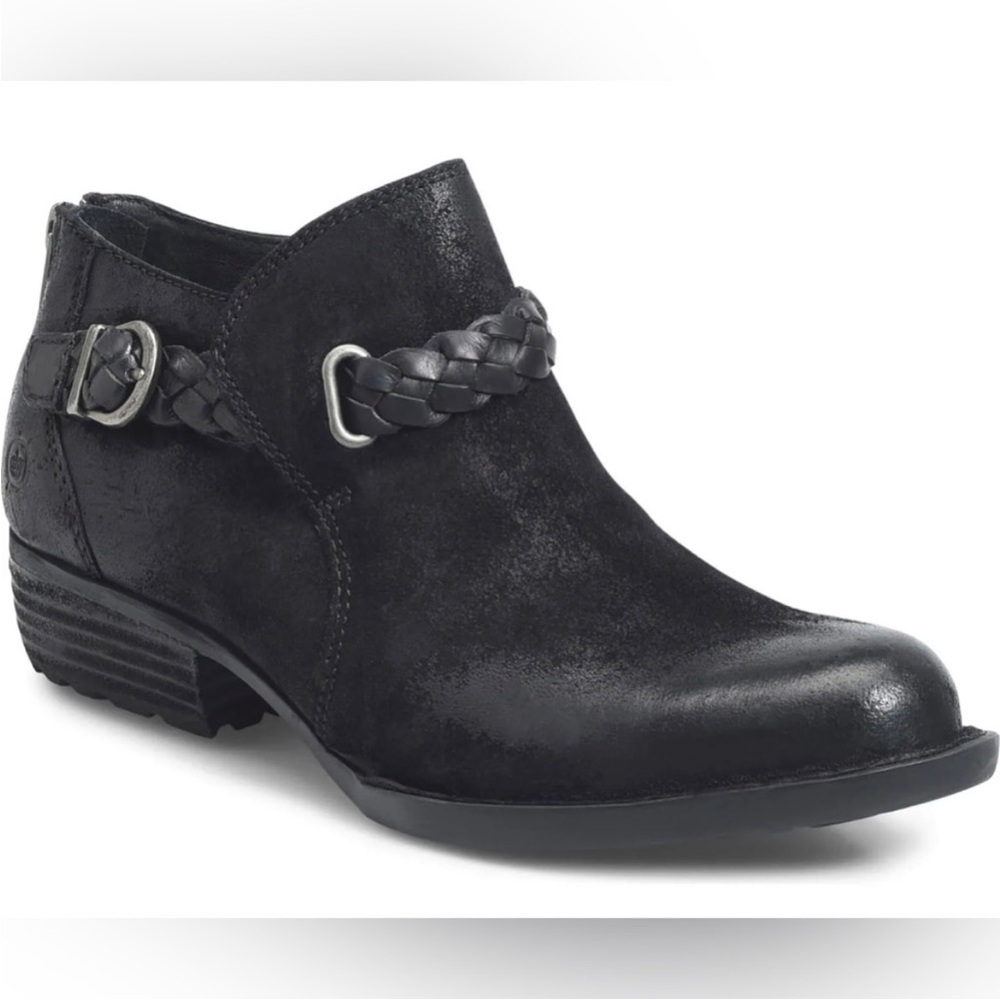 Born Sylvia Leather Braided Ankle Boots Size 8